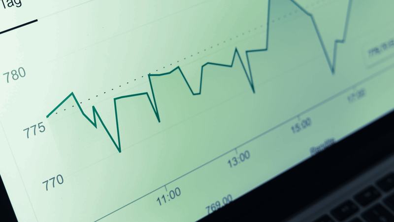 Line chart of performance data on a screen